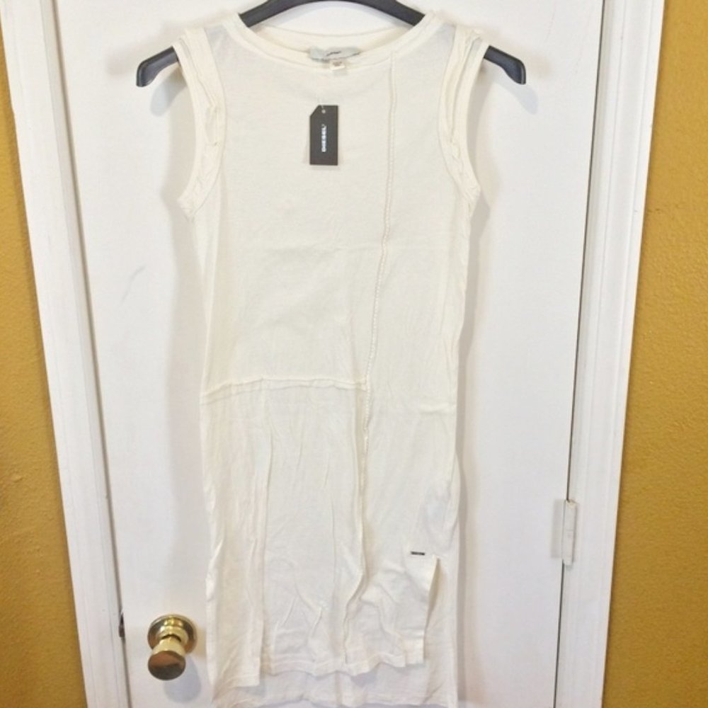 Diesel women's XXS light thin stretchy cotton sleeveless slip shirt tunic dress